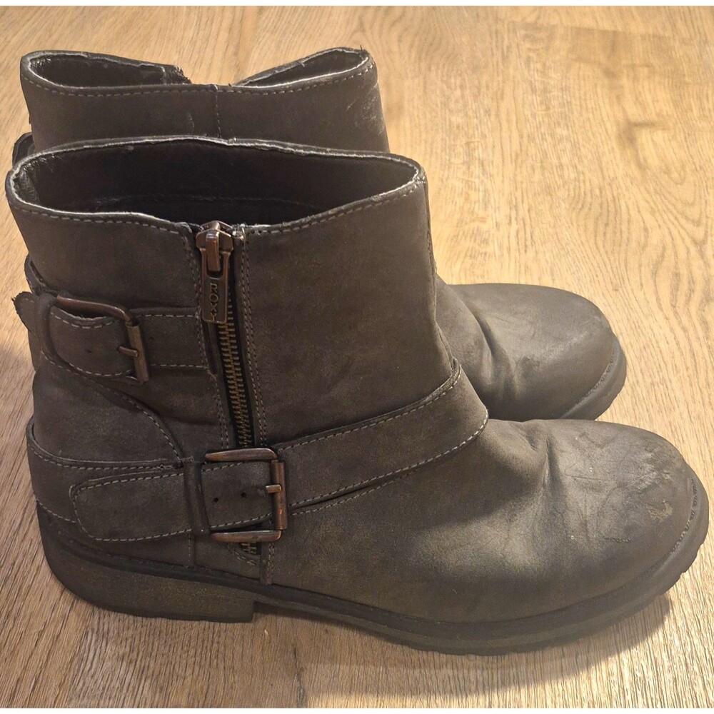 Roxy Ramona Womens Black Ankle Booties Round Toe Side Zip Buckle US 8 EU 38